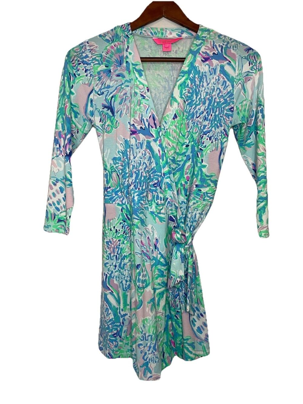 Lilly Pulitzer Karlie Wrap Romper 3/4 Sleeve Women's XS